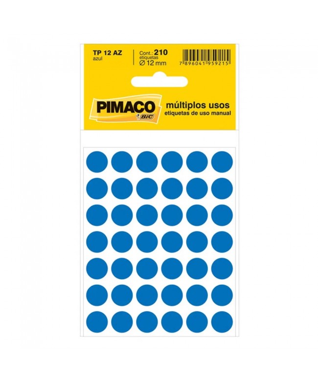 Etiqueta circulo Azul 210 etiquetas 12mm - Pimaco